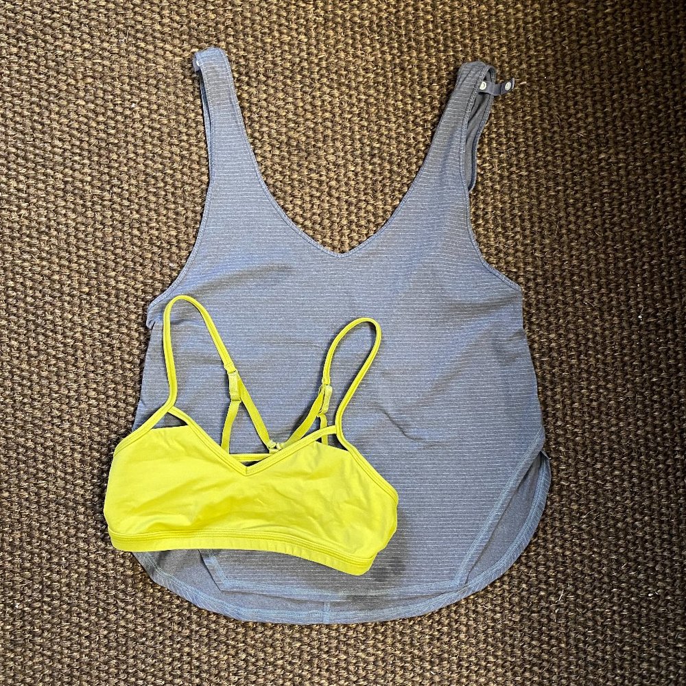 Lululemon Top with Removable Sports Bra in Yellow and Gray